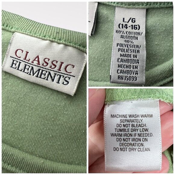 Classic Elements Green Embroidered Beaded Floral 3/4 Sleeve Top Size Large - Picture 3 of 10